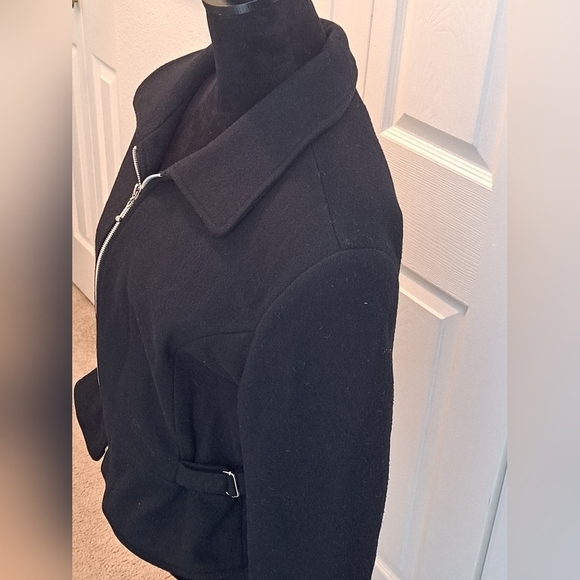 Vintage Black Wool Collared Zip Up Jacket    Size L - Picture 5 of 8